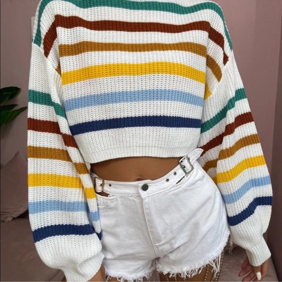 Multicolored Color Block Cozy Striped Sweater - Picture 5 of 8